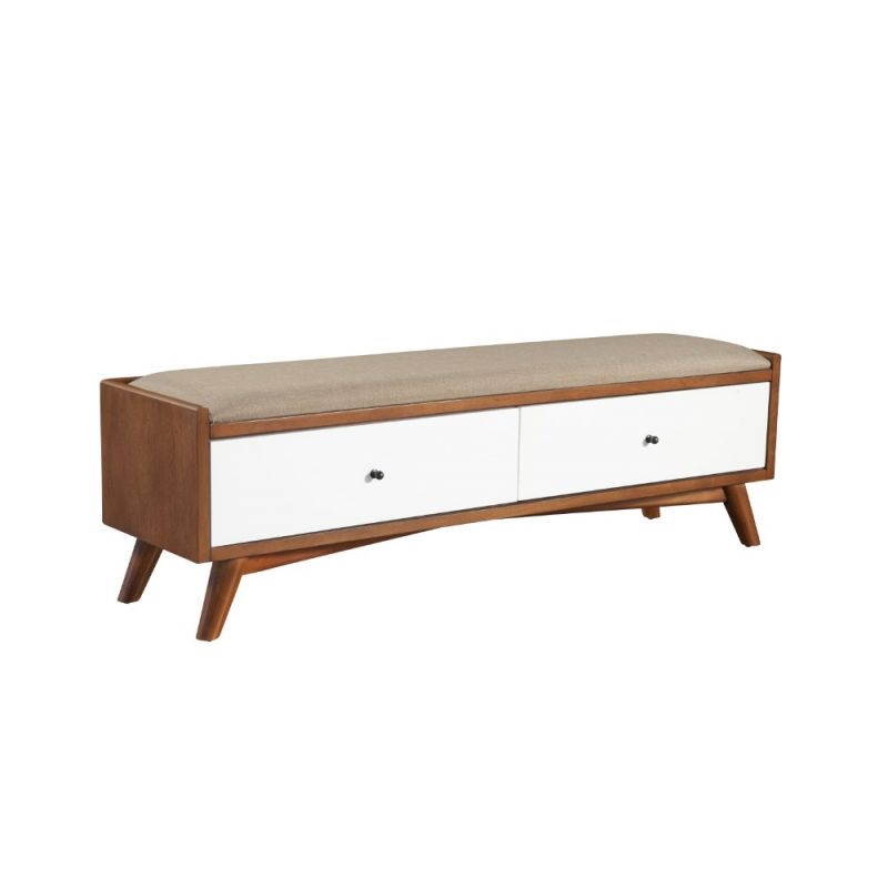Alpine Furniture - Flynn Bench, Acorn/White - 999-12
