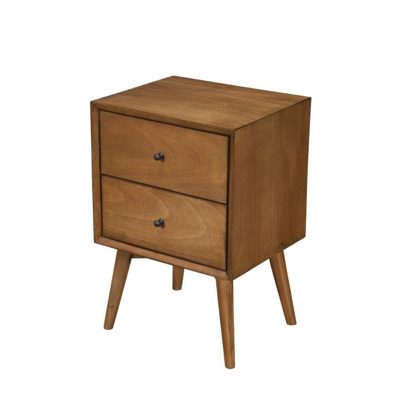 Alpine Furniture - Flynn Mid Century Modern 2 Drawer Nightstand, Acorn - 966-02