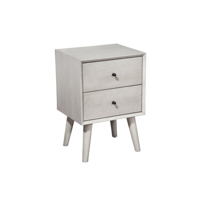 Alpine Furniture - Flynn Mid Century Modern 2 Drawer Nightstand, Gray - 966G-02