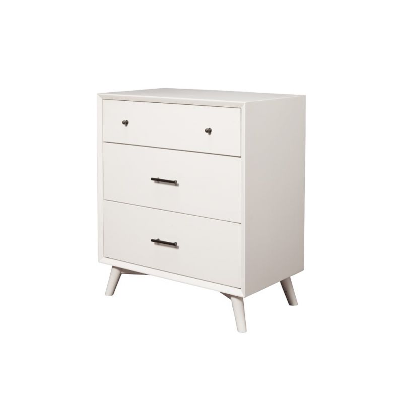 Alpine Furniture - Flynn Mid Century Modern 3 Drawer Small Chest, White - 966-W-04