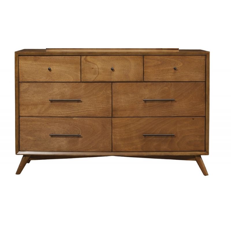 Alpine Furniture - Flynn Mid Century Modern 7 Drawer Dresser, Acorn - 966-03