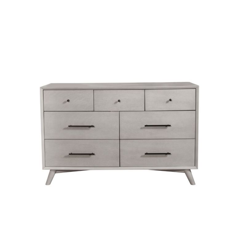 Alpine Furniture - Flynn Mid Century Modern 7 Drawer Dresser, Gray - 966G-03