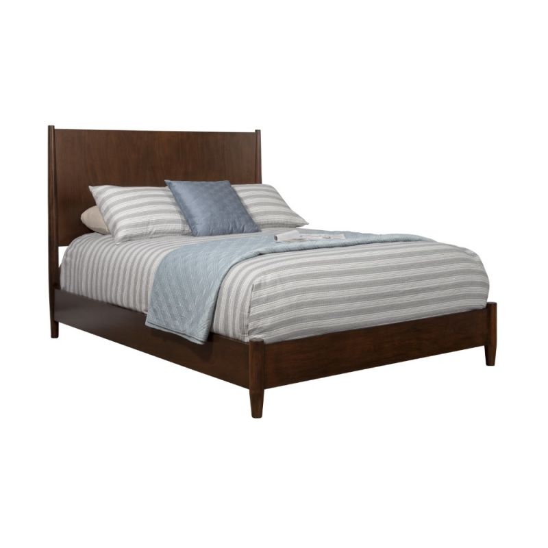 Alpine Furniture - Flynn Mid Century Modern California King Panel Bed, Walnut - 966WAL-07CK