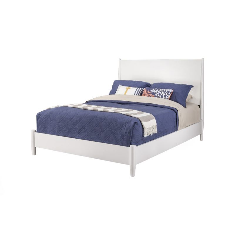 Alpine Furniture - Flynn Mid Century Modern Queen Panel Bed, White - 966-W-01Q