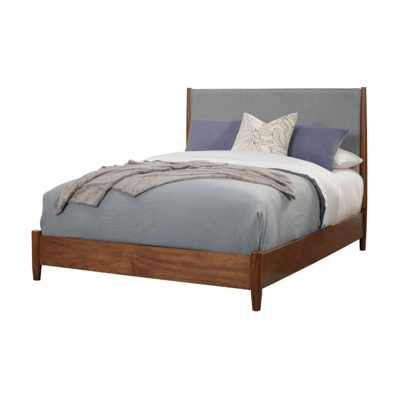 Alpine Furniture - Flynn Mid Century Modern Two Tone California King Panel Bed, Acorn/Grey - 999-07CK