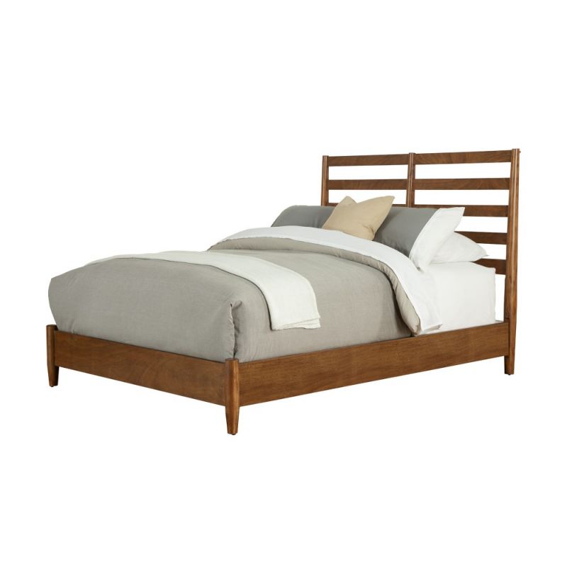 Alpine Furniture - Flynn Retro Queen Bed, w/Slat Back Headboard, Acorn - 1066-21Q