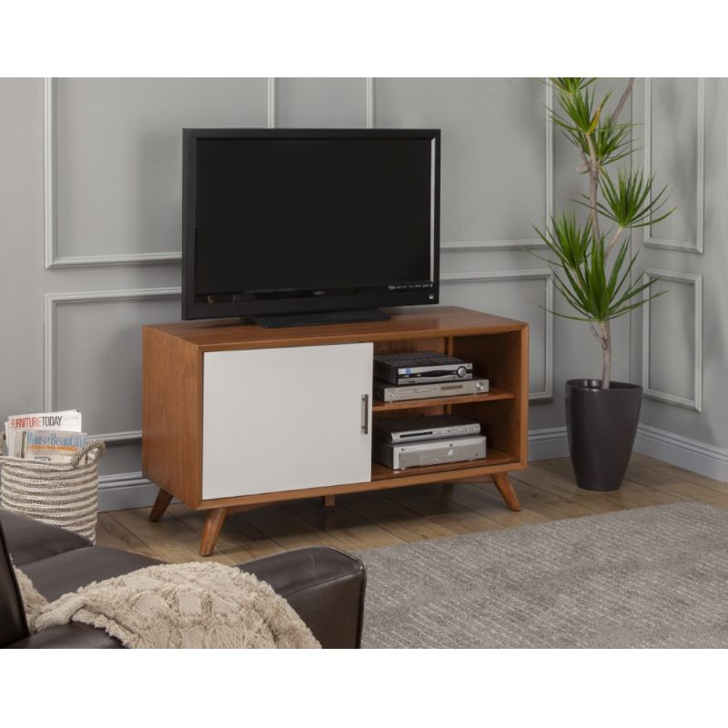 Alpine Furniture - Flynn Small TV Console, Acorn/White - 999-15