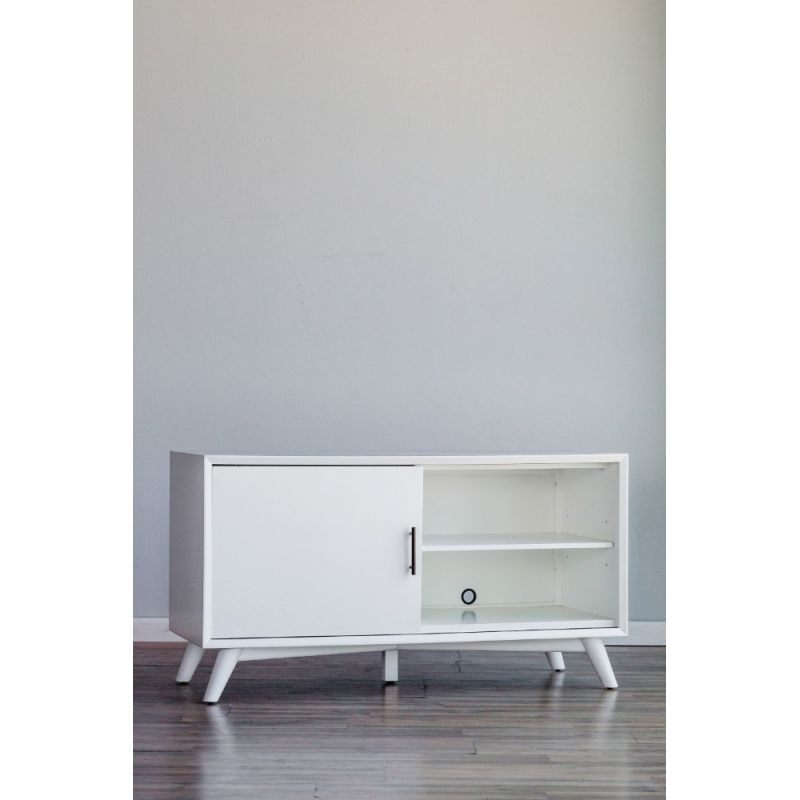 Alpine Furniture - Flynn Small TV Console, White - 966-W-15