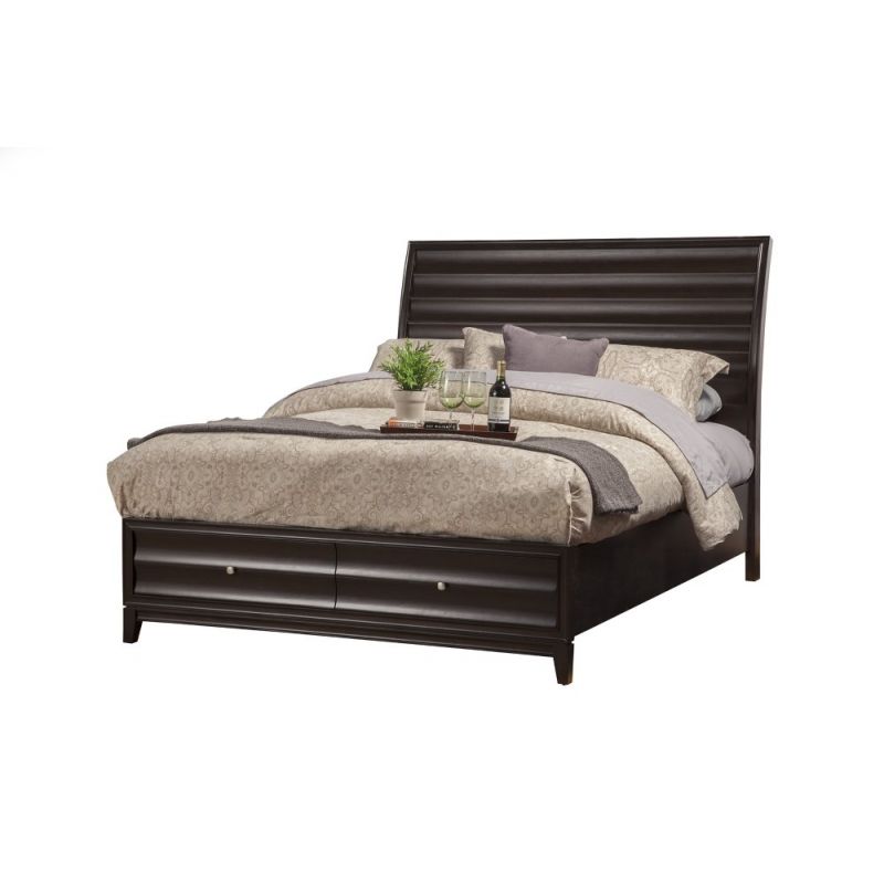Alpine Furniture - Legacy Queen Storage Bed w/2 Drawers, Black Cherry - 1788-81Q_CLOSEOUT