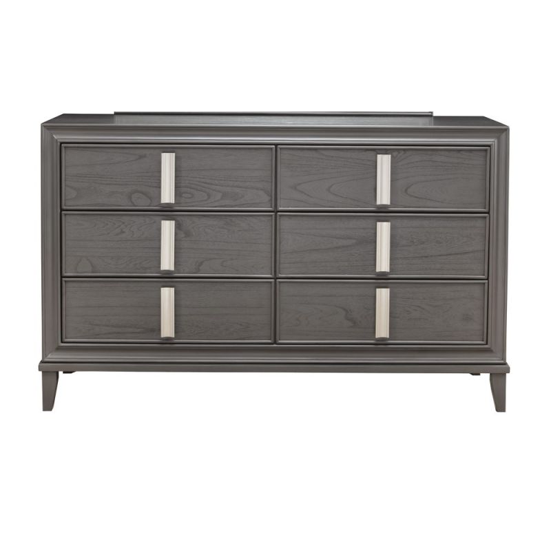 Alpine Furniture - Lorraine 6 Drawer Dresser, Dark Grey - 8171-03