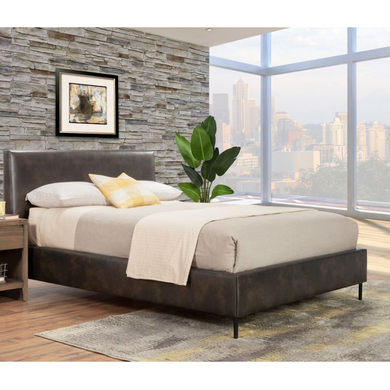 Alpine Furniture - Sophia California King Faux Leather Platform Bed, Gray - 6902CK-GRY