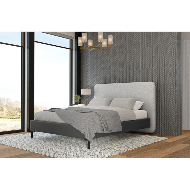 Alpine Furniture - Walden Upholstered Queen Platform Bed, Gray - 1195Q