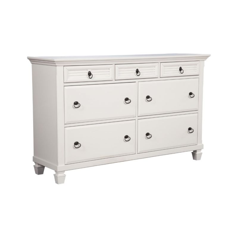 Alpine Furniture - Winchester 7 Drawer Dresser, White - 1306-03