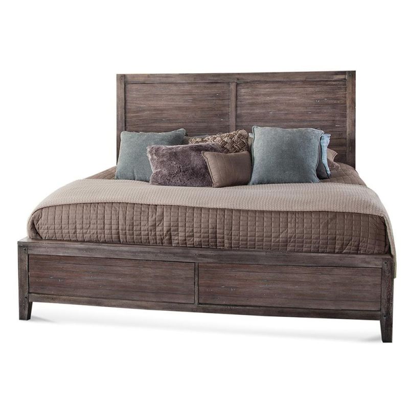 American Woodcrafters - Aurora King Complete Panel Bed w/ Panel Footboard - Weathered Grey - 2800-66PNPN