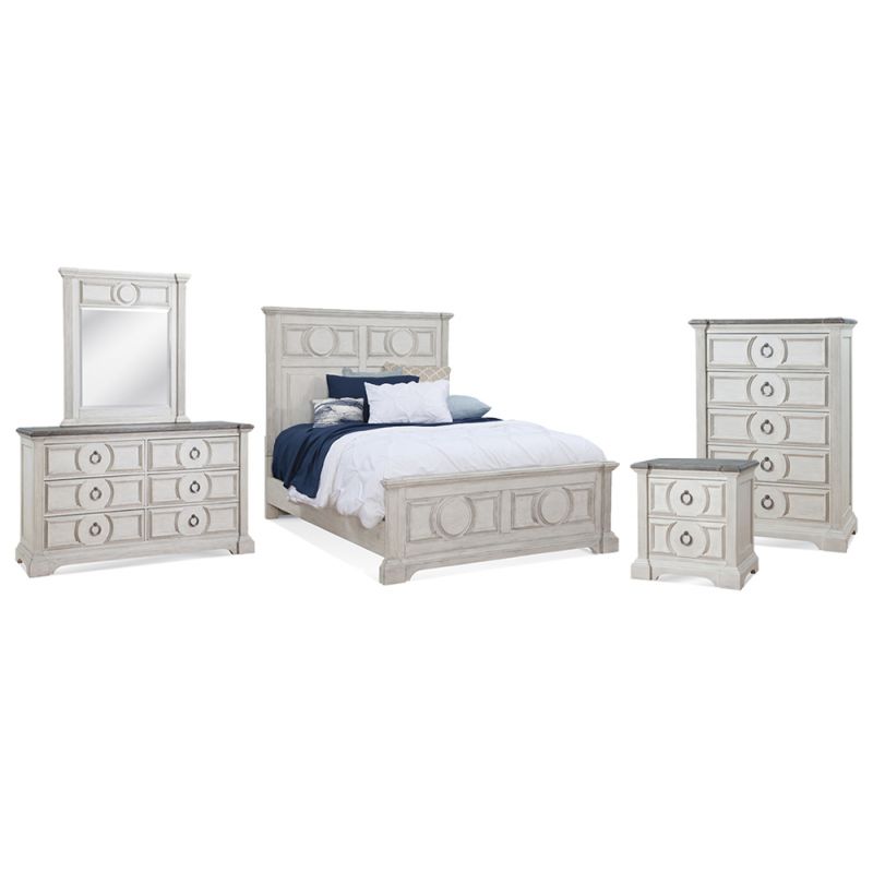 American Woodcrafters - Brighten 5 Pc Bedroom Set - Queen Bed, Dresser, Mirror, Chest, Nightstand - 9410-50PNPN-5PC