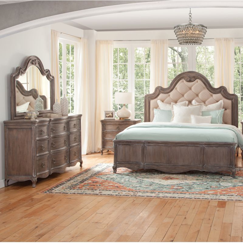 American Woodcrafters - Genoa 4 Pc Bedroom Set - Queen Bed, Dresser, Mirror, Nightstand - 1575-QTUPN-4PC