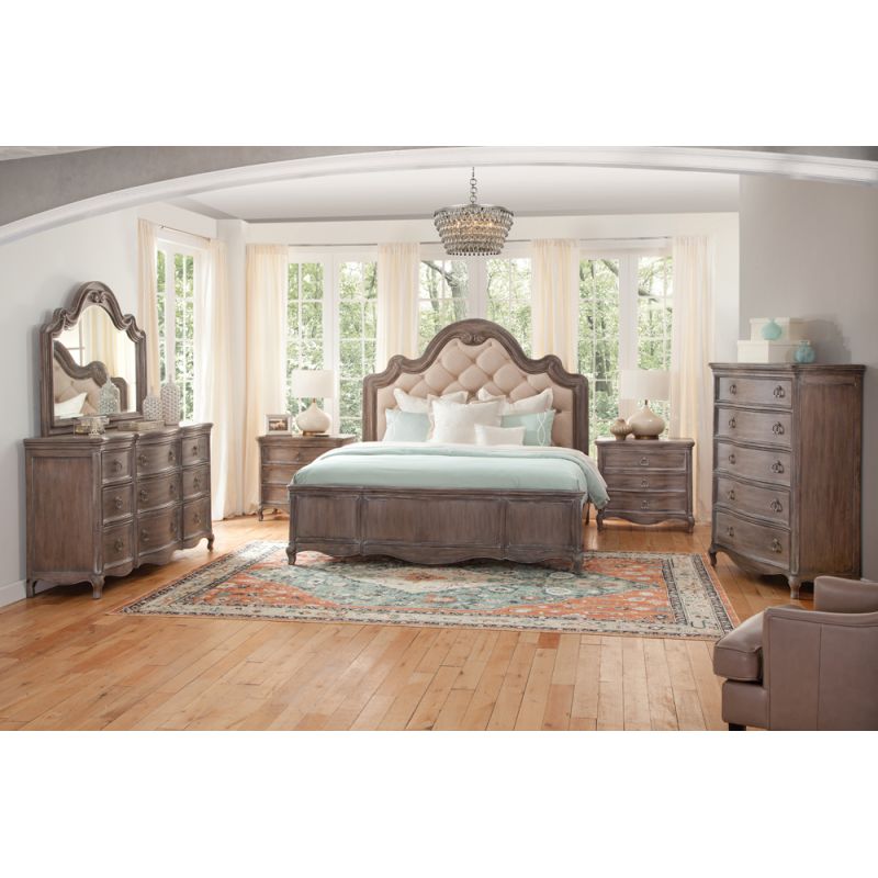 American Woodcrafters - Genoa 5 Pc Bedroom Set - Queen Bed, Dresser, Mirror, Chest, Nightstand - 1575-QTUPN-5PC