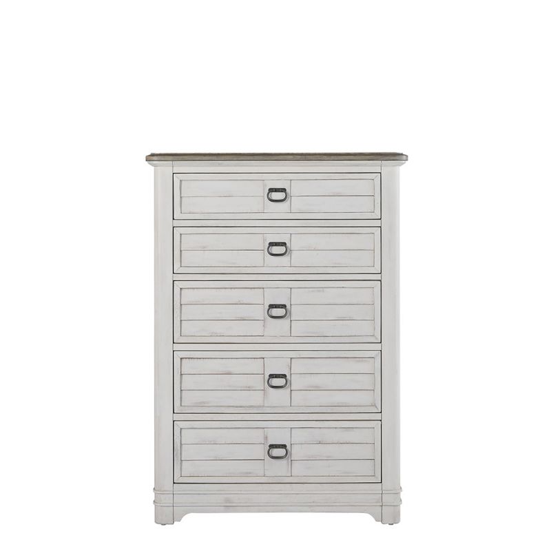 American Woodcrafters - Meadowbrook 5-Drawer Chest - Whitewash - Sand Top - 2610-150