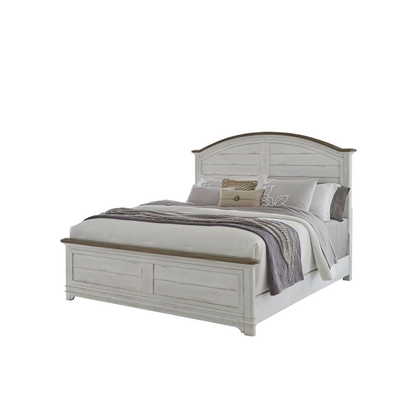 American Woodcrafters - Meadowbrook Arched King Bed - Whitewash - Sand Top - 2610-66ARPN