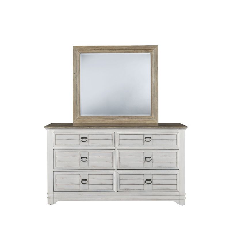 American Woodcrafters - Meadowbrook Double Dresser with Mirror - Whitewash - 2610-DDMR