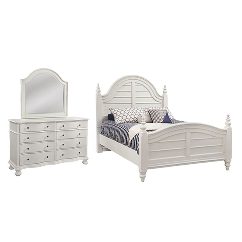 American Woodcrafters - Rodanthe 3 Pc Panel Bedroom Set - Queen Bed, Dresser, Mirror - 3910-QPNPN-3PC