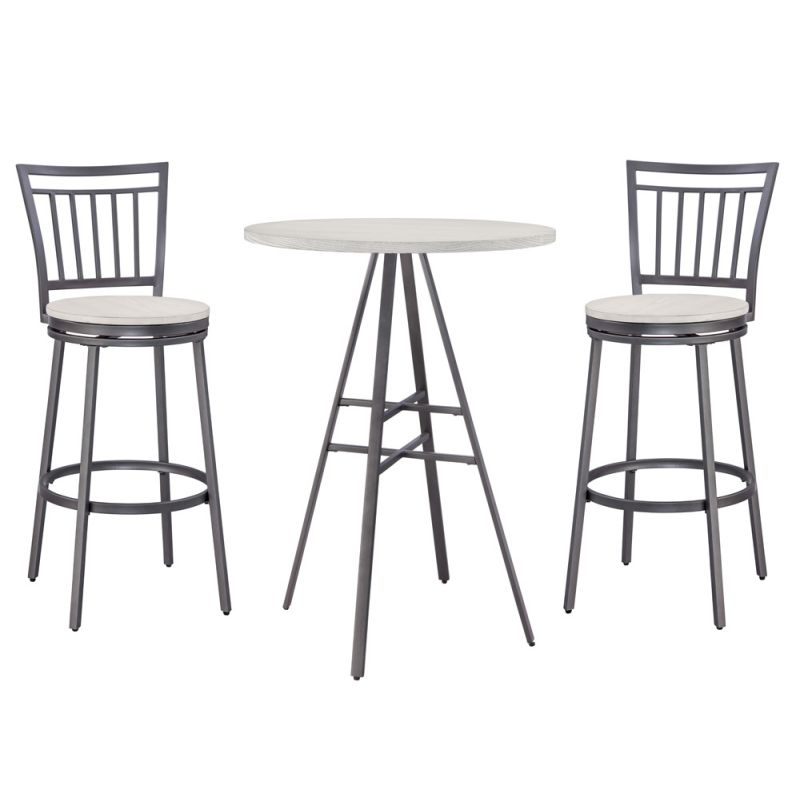 American Woodcrafters - Stockton 3 Piece Pub Table Set - Slate Grey/Whitewashed - P1-131-B1-131-3PC