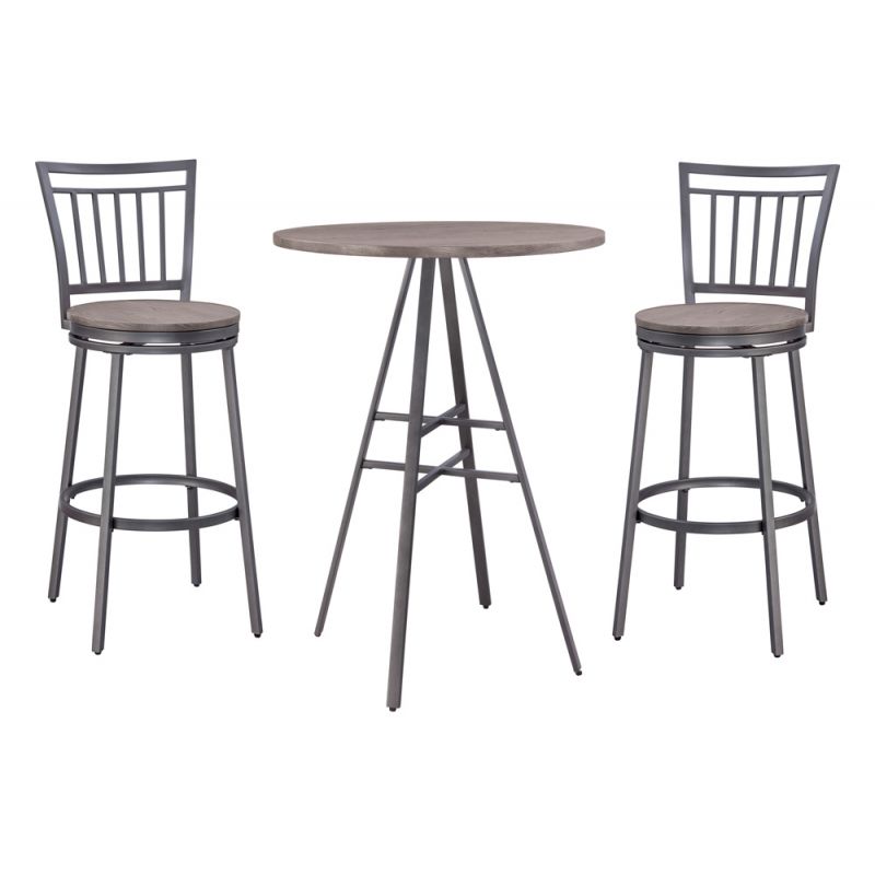 American Woodcrafters - Stockton 3 Piece Pub Table Set - Slate Grey - P1-121-B1-121-3PC