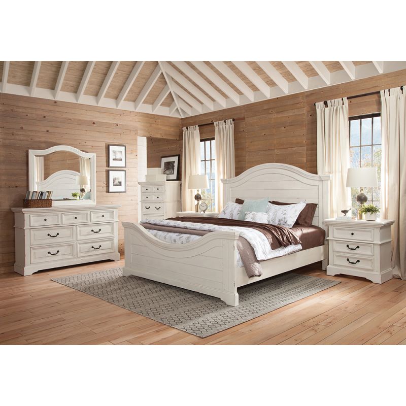 American Woodcrafters - Stonebrook King 6 Piece Bedroom Set - Distressed Antique White - 7810-K6PC