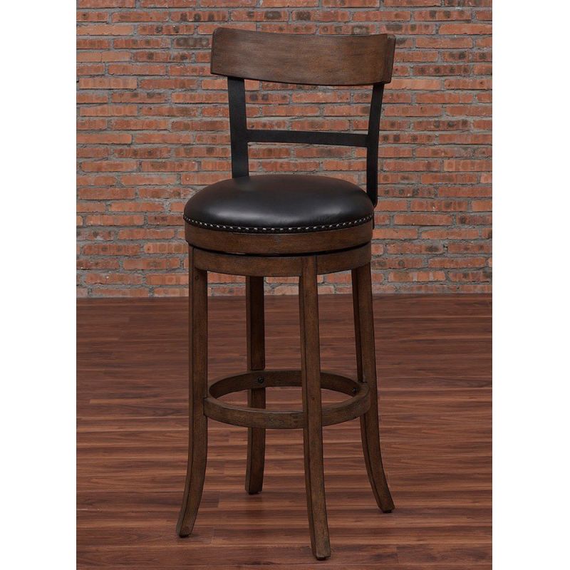 American Woodcrafters - Taranto Stool w/ Back and Wood Frame - Washed Brown - B2-208-26L
