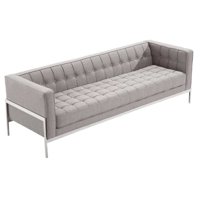 Armen Living - Andre Contemporary Sofa In Gray Tweed and Stainless Steel - LCAN3GR