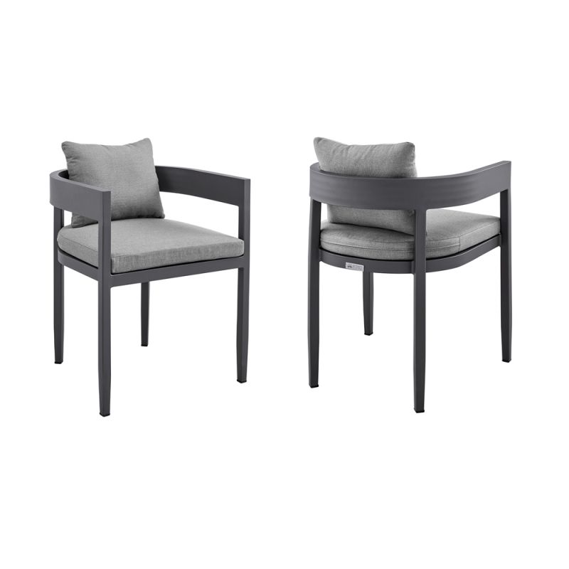 Armen Living - Argiope Outdoor Patio Dining Chairs in Aluminum with Grey Cushions (Set of 2) - 840254332997