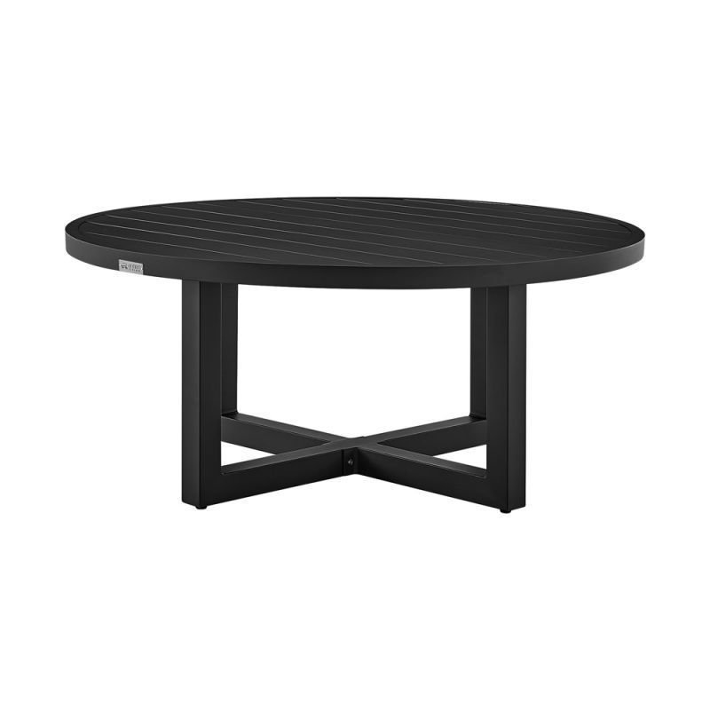 Armen Living - Argiope Outdoor Patio Round Coffee Table in Black Aluminum  - 840254332553