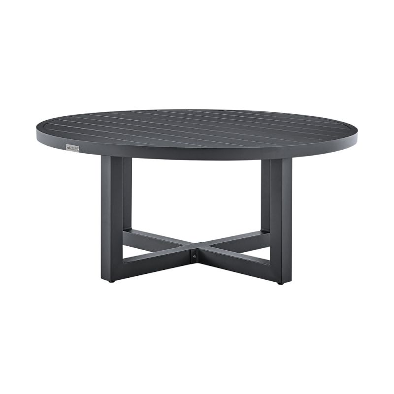 Armen Living - Argiope Outdoor Patio Round Coffee Table in Grey Aluminum  - 840254332560