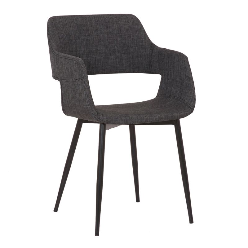 Armen Living - Ariana Mid-Century Charcoal Open Back Dining Accent Chair - LCARCHBLCH