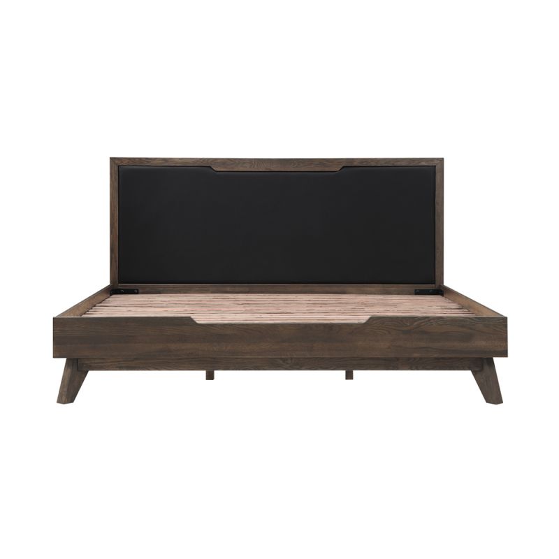 Armen Living - Astoria King Platform Bed Frame in Oak with Black Faux Leather  - LCAHBDDGKG