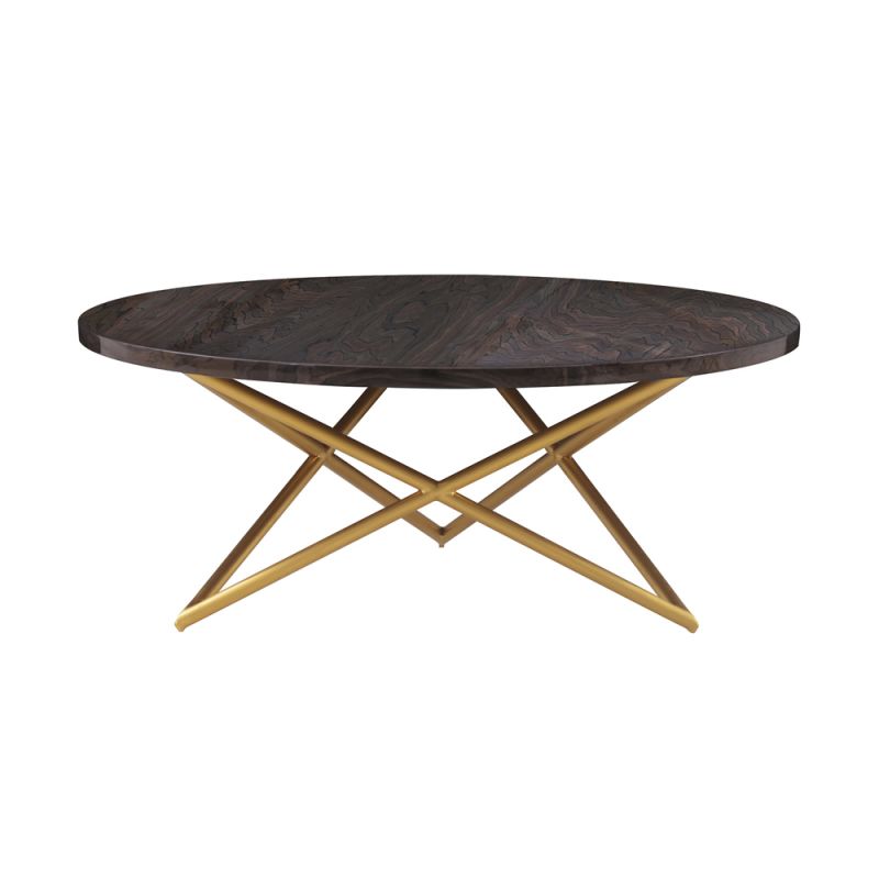 Armen Living - Atala Brown Veneer Coffee Table with Brushed Gold Legs - LCATCOBRGLD