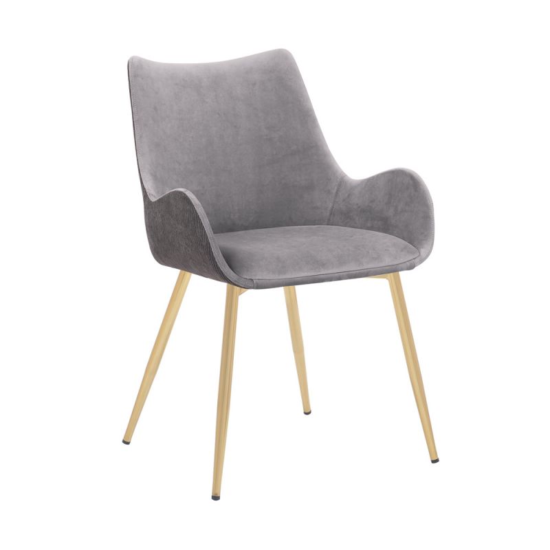 Armen Living - Avery Two Tone Grey Fabric Dining Room Chair with Gold Legs - LCAVCHLTGR