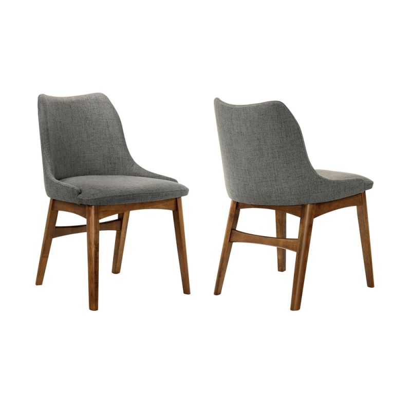 Armen Living - Azalea Charcoal Fabric and Walnut Wood Dining Side Chairs (Set of 2) - LCAZSIWACH