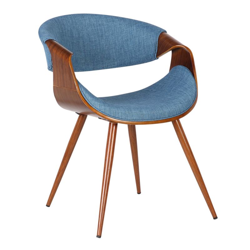 Armen Living - Butterfly Mid-Century Dining Chair in Walnut Finish and Blue Fabric - LCBUCHWABL