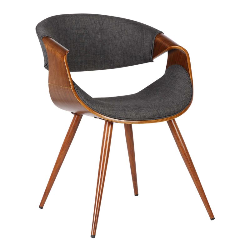 Armen Living  - Butterfly Mid-Century Dining Chair in Walnut Finish and Charcoal Fabric - LCBUCHWACH