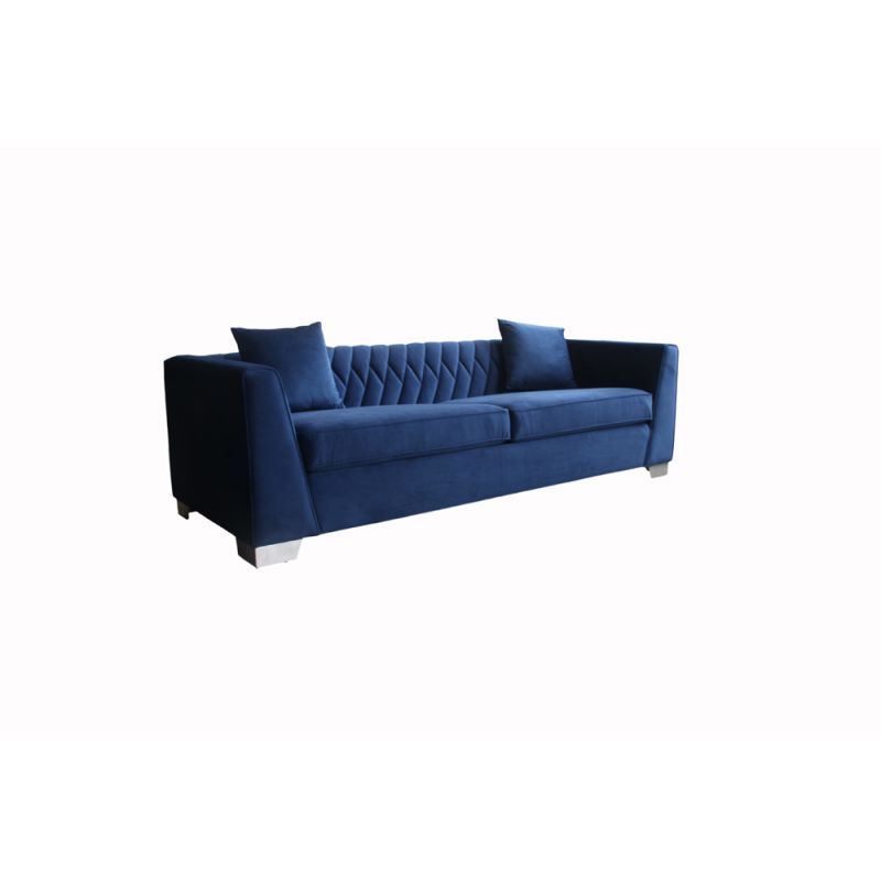 Armen Living - Cambridge Contemporary Sofa in Brushed Stainless Steel and Blue Velvet - LCCM3BLUE