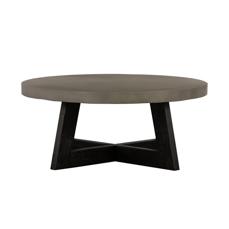 Armen Living - Chester Modern Concrete and Acacia Round Coffee Table - LCCHCOCC