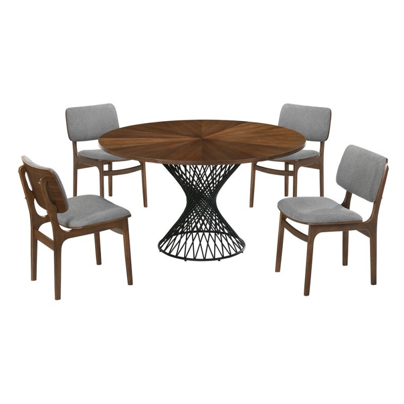 Armen Living - Cirque and Lima 5 Piece Walnut Round Dining Set - SETCQDIWA5D