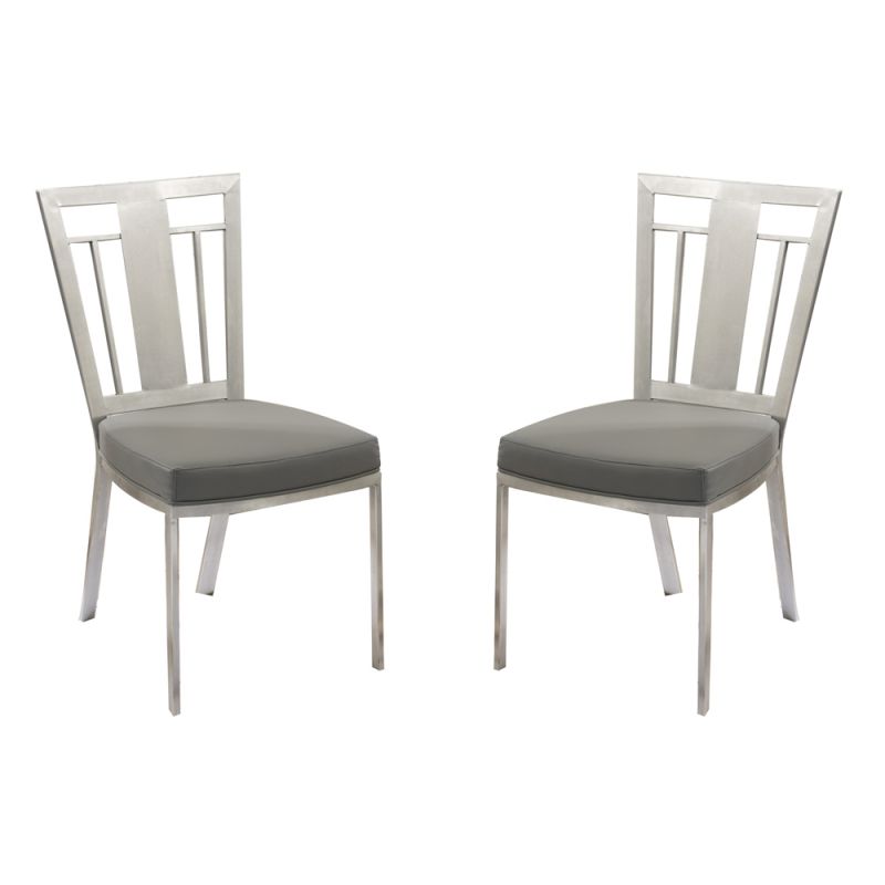 Armen Living - Cleo Contemporary Dining Chair In Gray and Stainless Steel (Set of 2) - LCCLCHGRB201