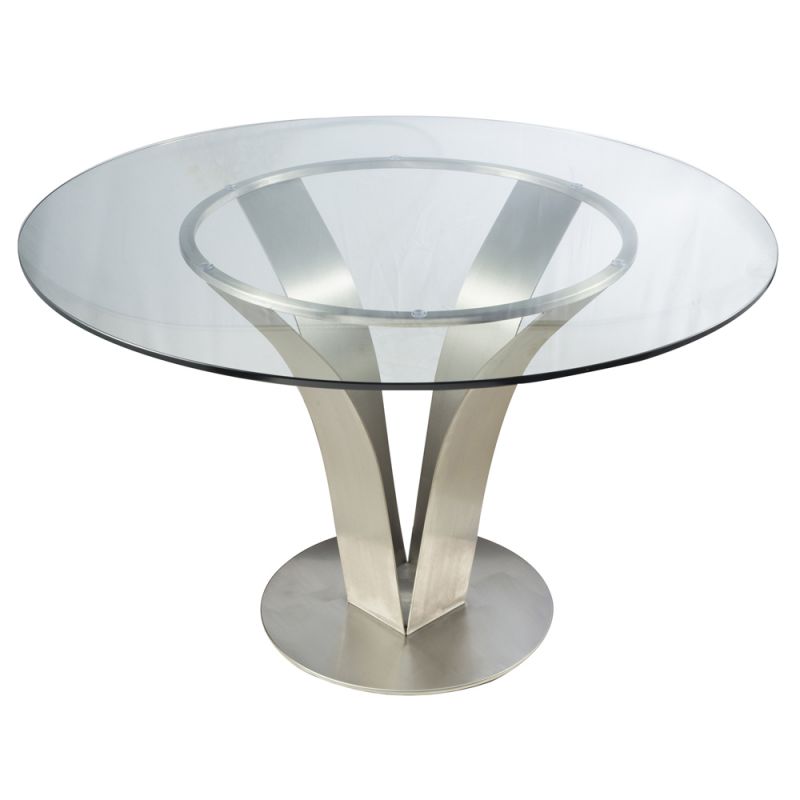 Armen Living - Cleo Contemporary Dining Table In Stainless Steel With Clear Glass - LCCLDIB201TO