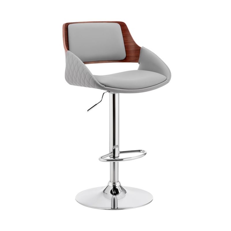 Armen Living - Colby Adjustable Gray Faux Leather and Chrome Finish Bar Stool - LCCYBAWAGR