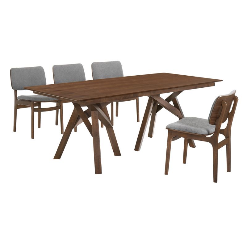 Armen Living - Cortina and Lima 5 Piece Walnut Rectangular Dining Set - SETCODIWA5D