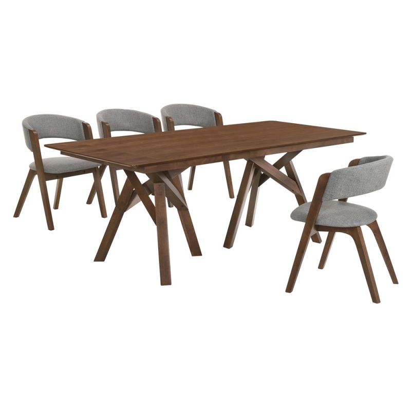 Armen Living - Cortina and Rowan 5 Piece Walnut Rectangular Dining Set - SETCODIWA5B