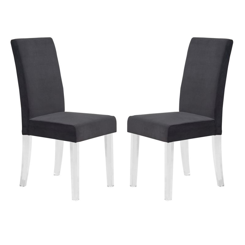 Armen Living - Dalia Modern and Contemporary Dining Chair in Black Velvet with Acrylic Legs (Set of 2) - LCDACHBL