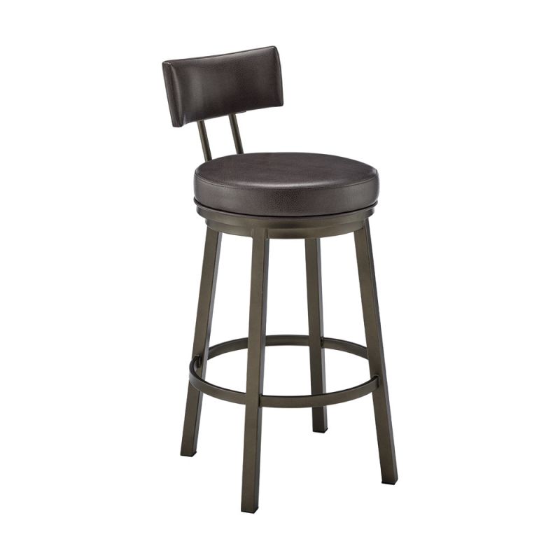 Armen Living - Dalza Swivel Counter or Bar Stool in Mocha Finish with Brown Faux Leather - 840254333581